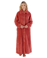 Slenderella Womens 52" Waffle Fleece Button Dressing Gown