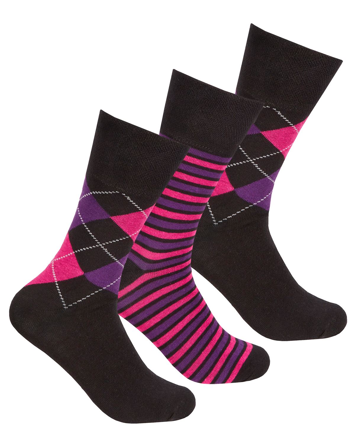 Cottonique Womens 6 Pack Argyle Comfort Fit Socks