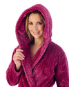 Slenderella Womens 46" Chevron Embossed Fleece Hooded Dressing Gown