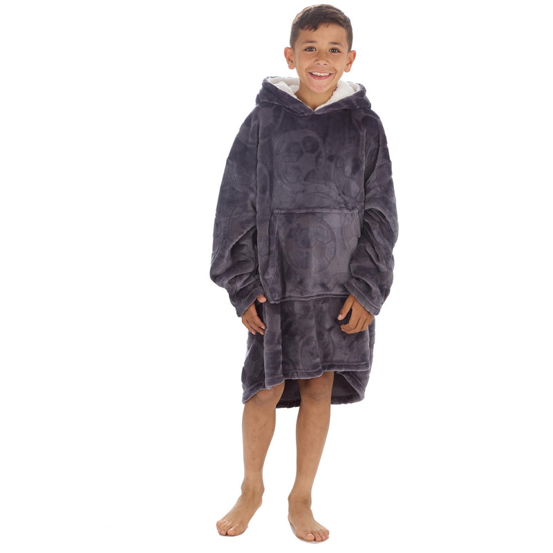 Huggable Kids Embossed Football Oversized Hoodie