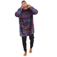 Huggable Adults Navy Aztec Print Snuggle Hoodie