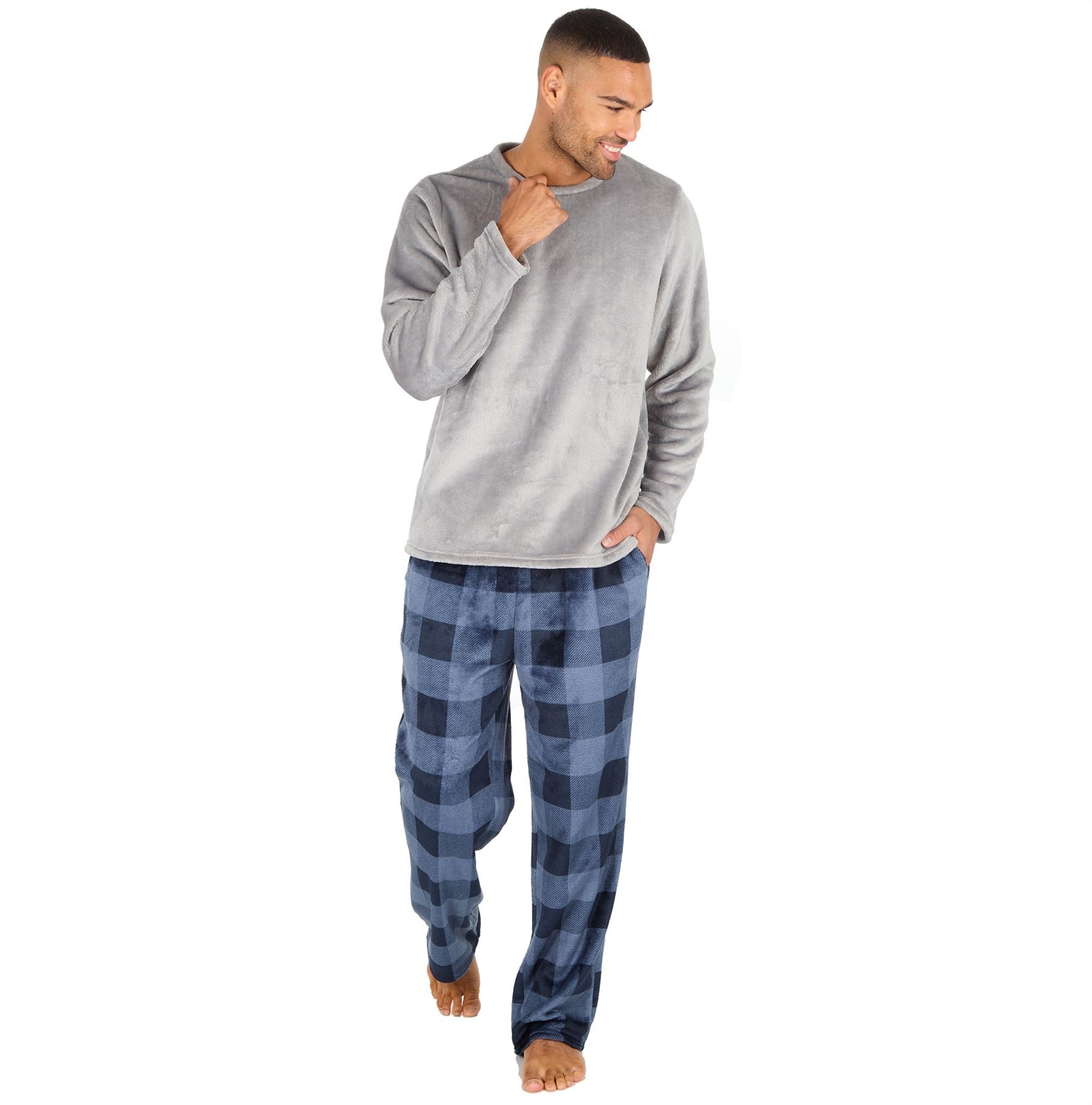 Cargo Bay Mens Polished Fleece Check Pyjamas