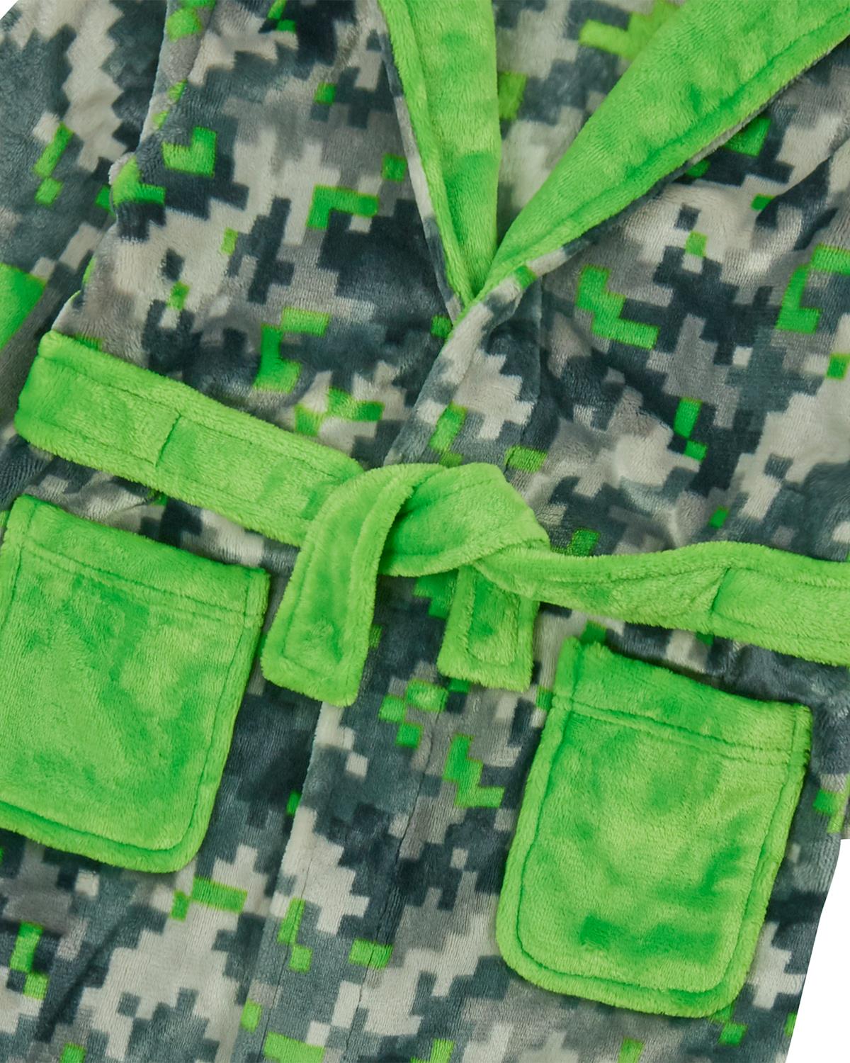 Boys Green Pixel Camo Dressing Gown