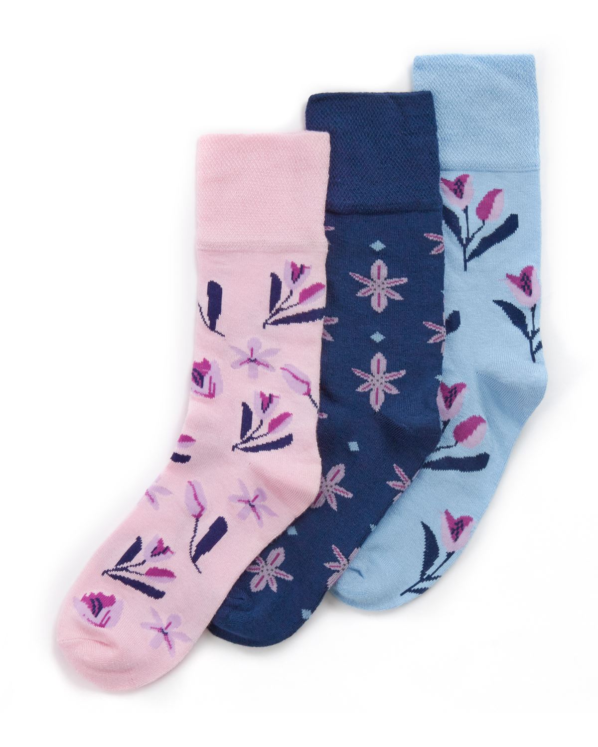 Womens 6 Pack Floral Comfort Fit Bamboo Socks