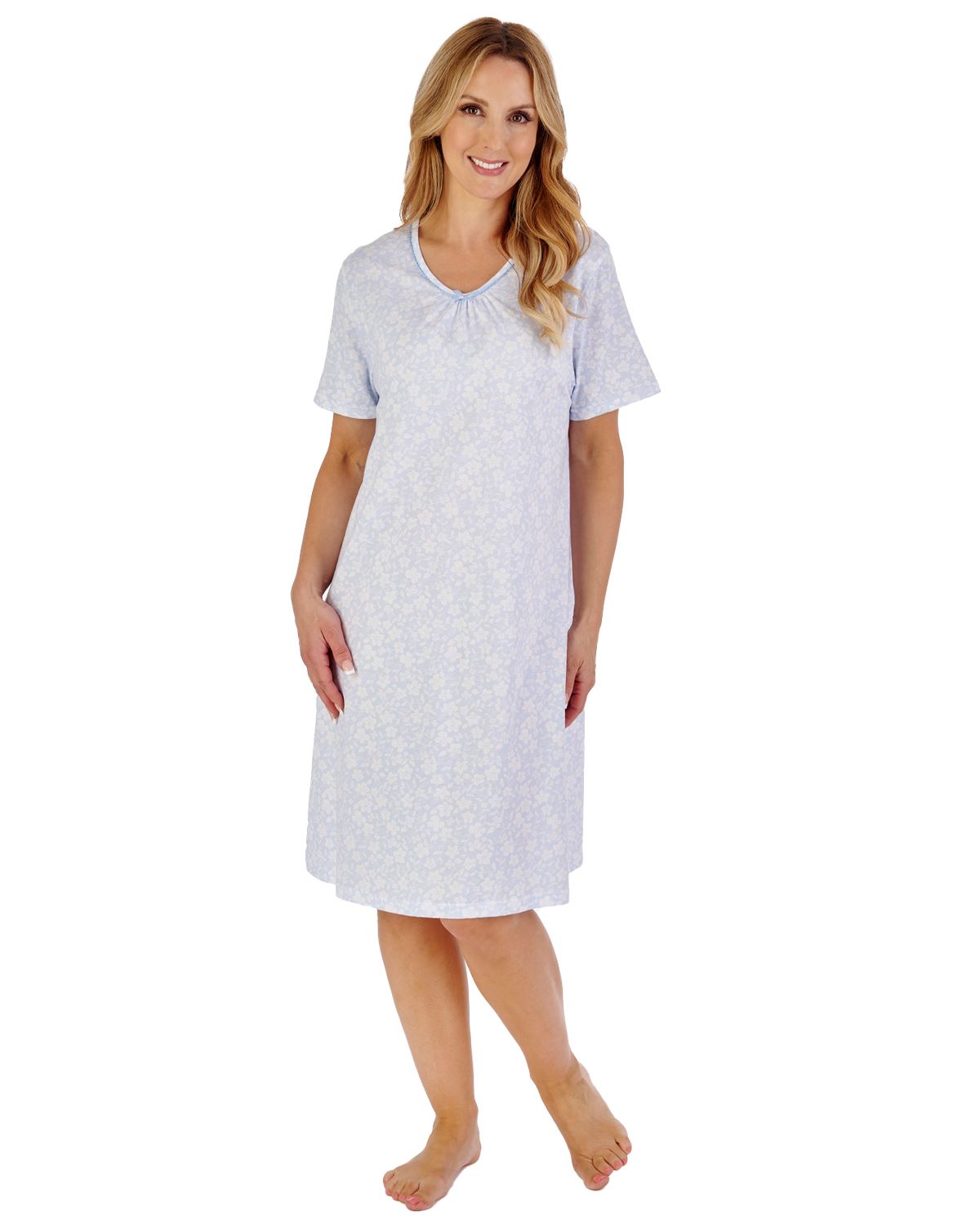 Slenderella Womens 38" Monoprint Cotton Short Sleeve Nightie