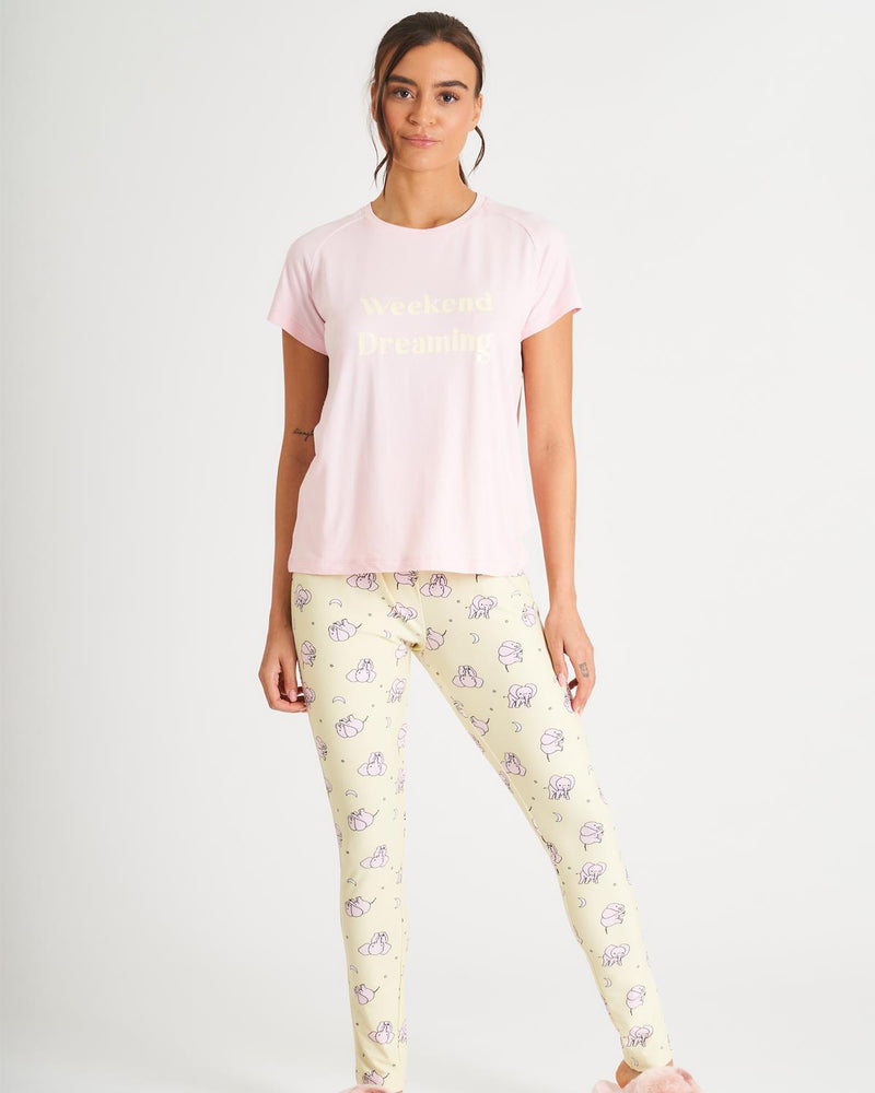 Loungeable Womens Pink Weekend Dreaming Pyjamas