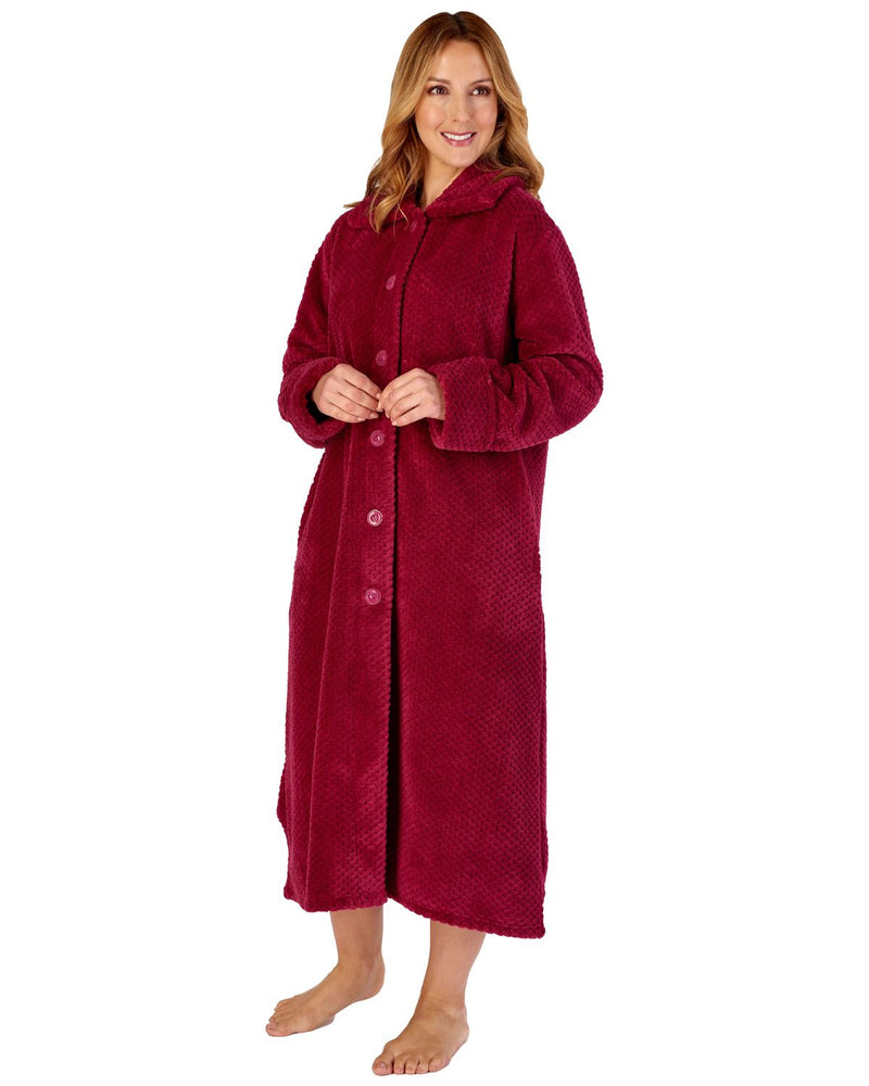 Slenderella Womens 46" Waffle Fleece Button Dressing Gown