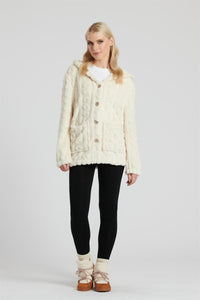 Pistachio Womens Cream Cable Cut Button Cardigan