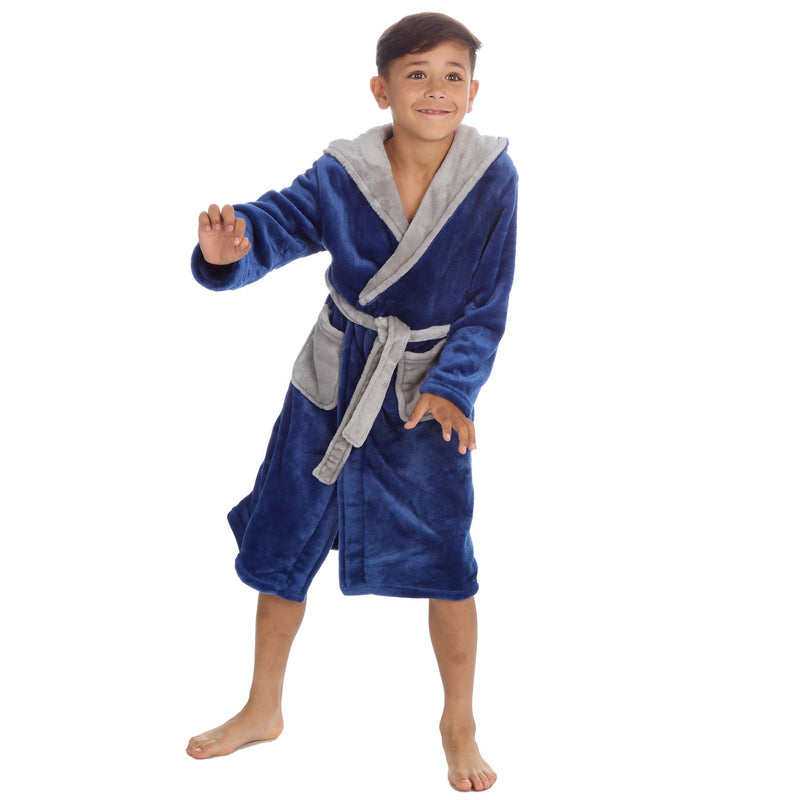 Boys Contrast Polished Fleece Dressing Gown