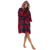 Huggable Womens Red Check Oversized Hoodie