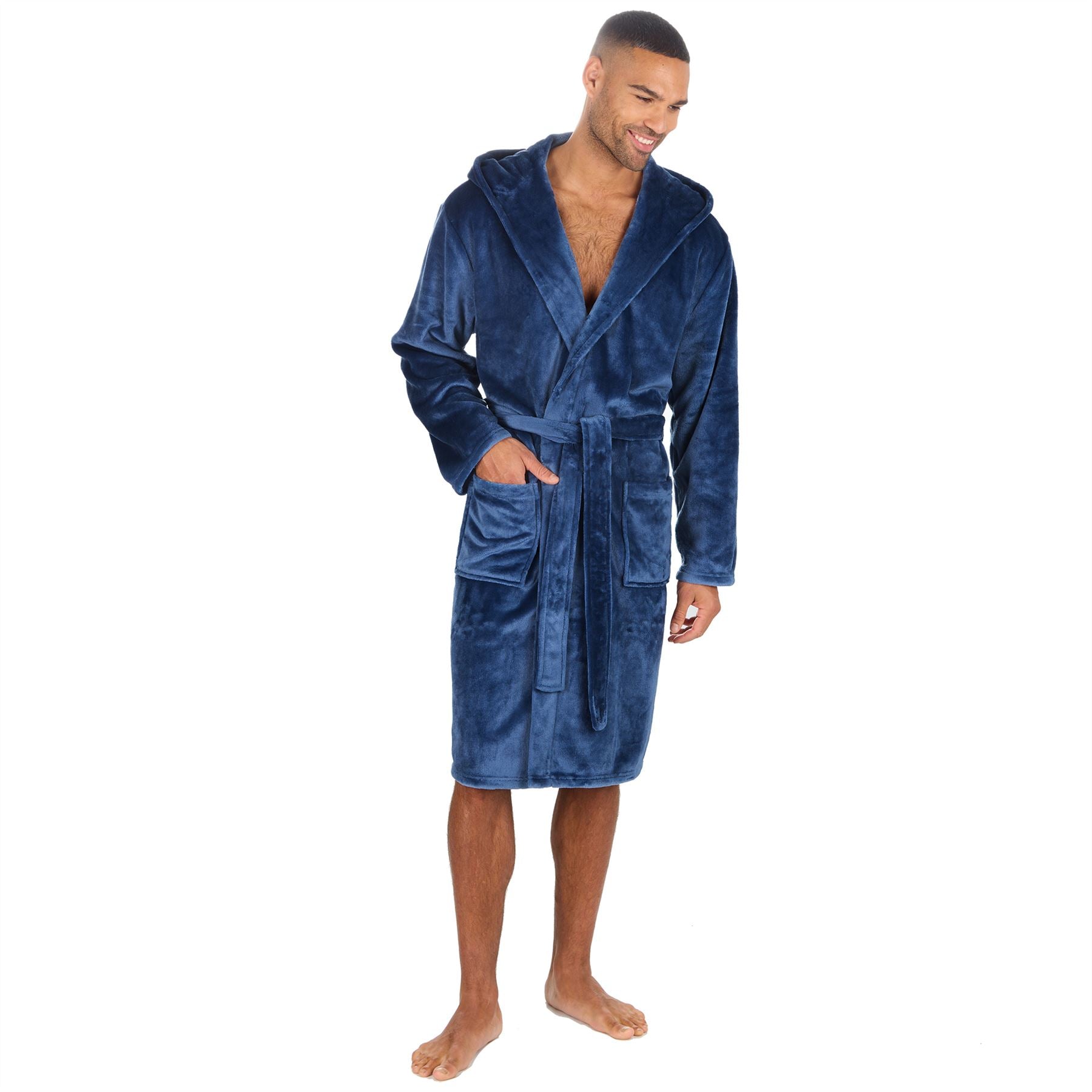 Pierre Roche Mens Polished Hooded Dressing Gown