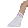 Womens 6 Pack White Glitter Stripe Sport Socks