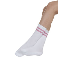 Womens 6 Pack White Glitter Stripe Sport Socks