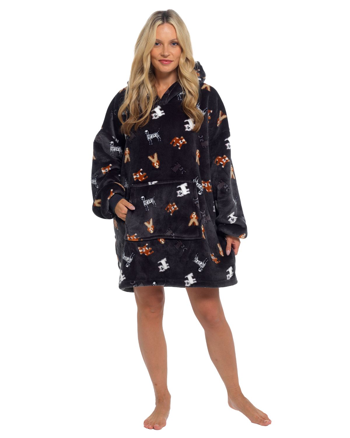 Slumber Hut Womens Dog Print Oversized Snuggle Hoodie