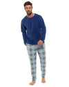 Foxbury Mens Blue/Grey Check Fleece Pyjamas