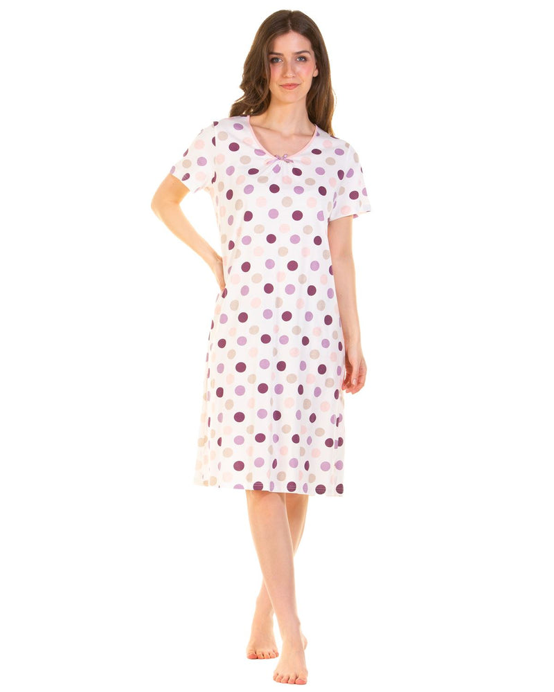 Sue Marks Womens Misty Dots Short Sleeve Nightie