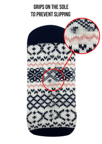 Bramble Womens Navy Fairisle Lounge Slipper Socks