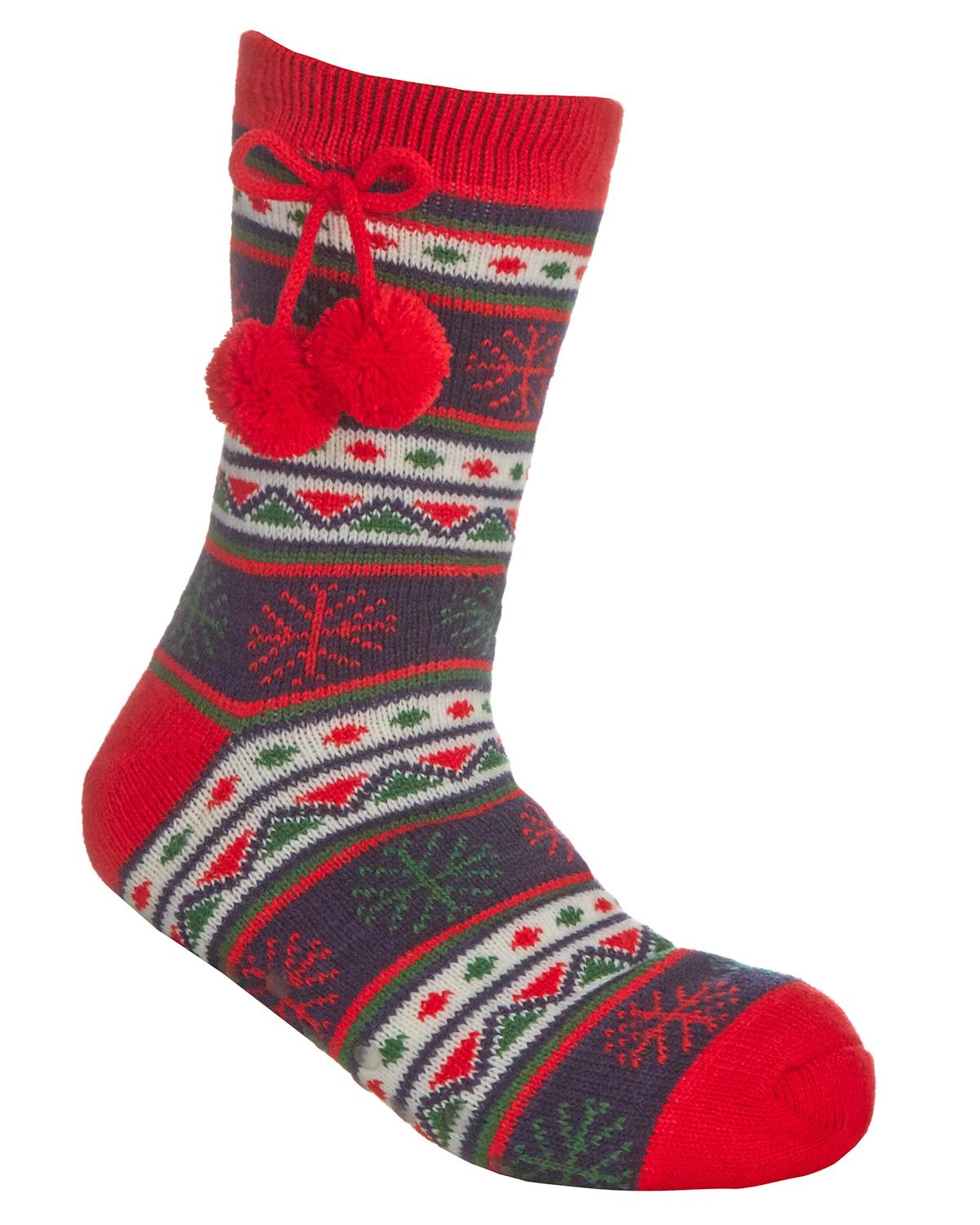 Womens Fairisle Sherpa Lined Slipper Socks