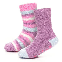 4 Pairs Girls Pink & Lilac Stripe Cosy Socks