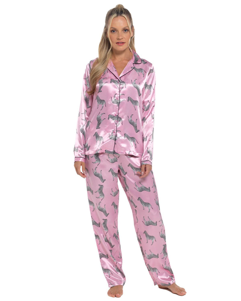 Slumber Hut Womens Satin Button Pyjamas