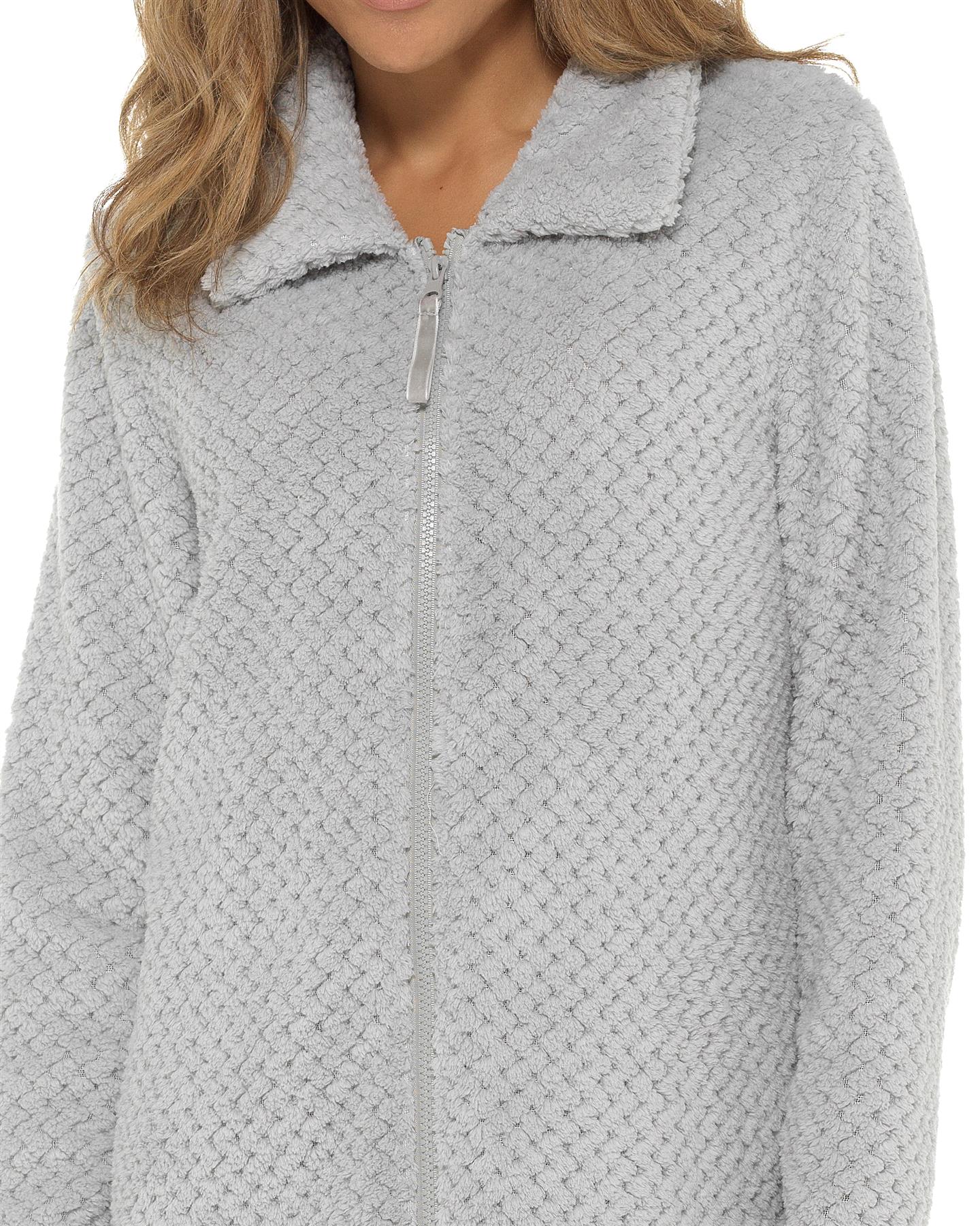 Undercover Womens Waffle Fleece Zip Dressing Gown