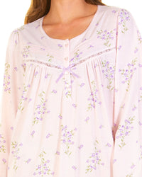 La Marquise Womens Primrose in Bloom Jersey 50" Long Sleeve Nightie