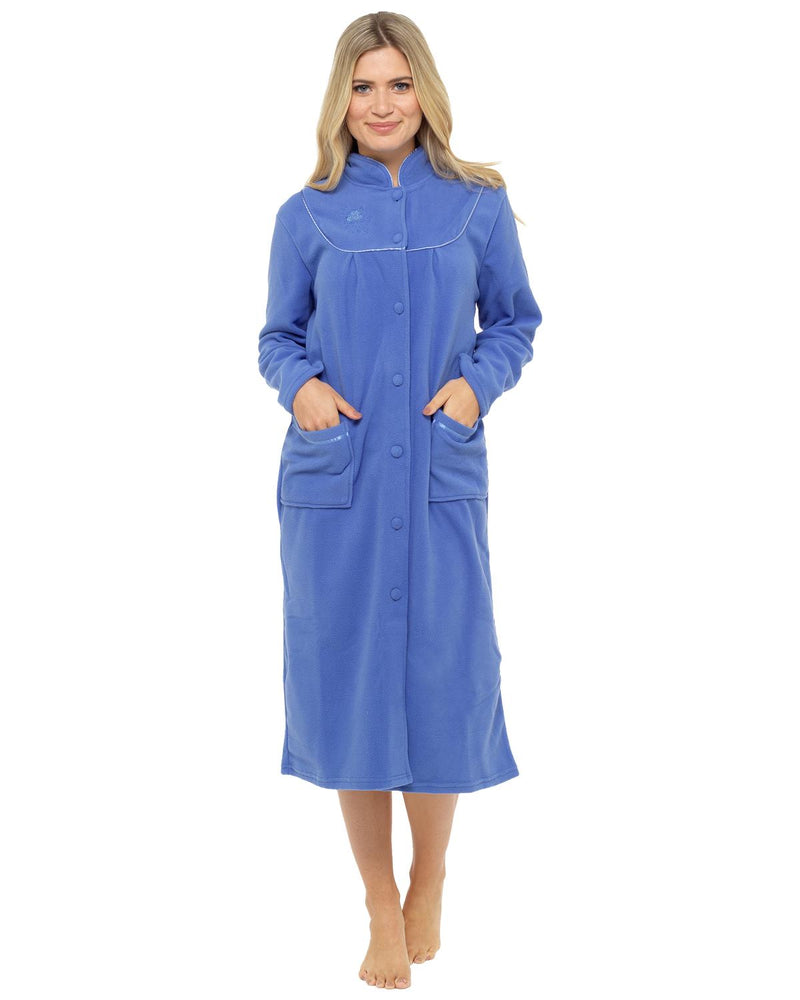 Lady Olga Womens Button Fleece Dressing Gown