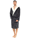 Mens Polished Fleece Sherpa Trim Dressing Gown