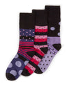 Womens 6 Pack Spots & Stripes Comfort Fit Bamboo Socks