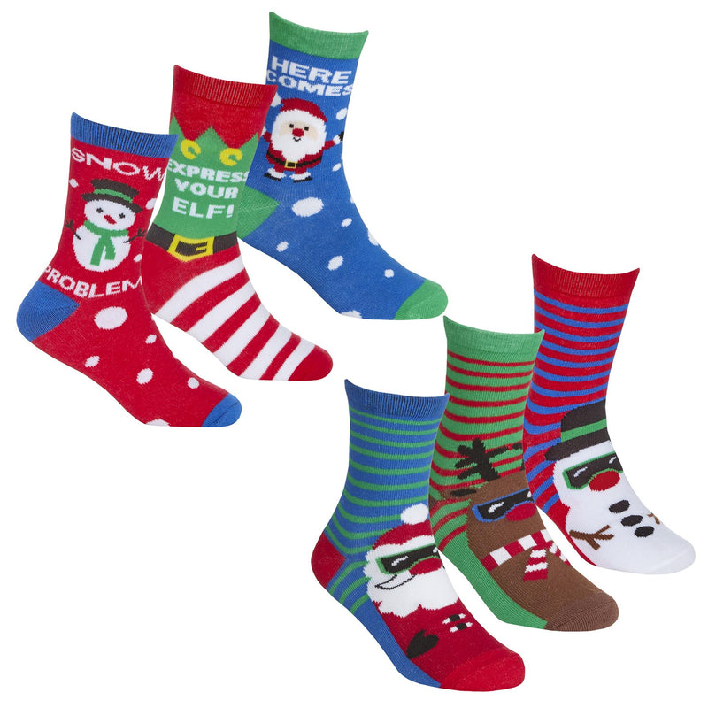 6 Pairs Kids Cotton Rich Christmas Socks