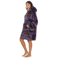 Huggable Adults Navy Aztec Print Snuggle Hoodie