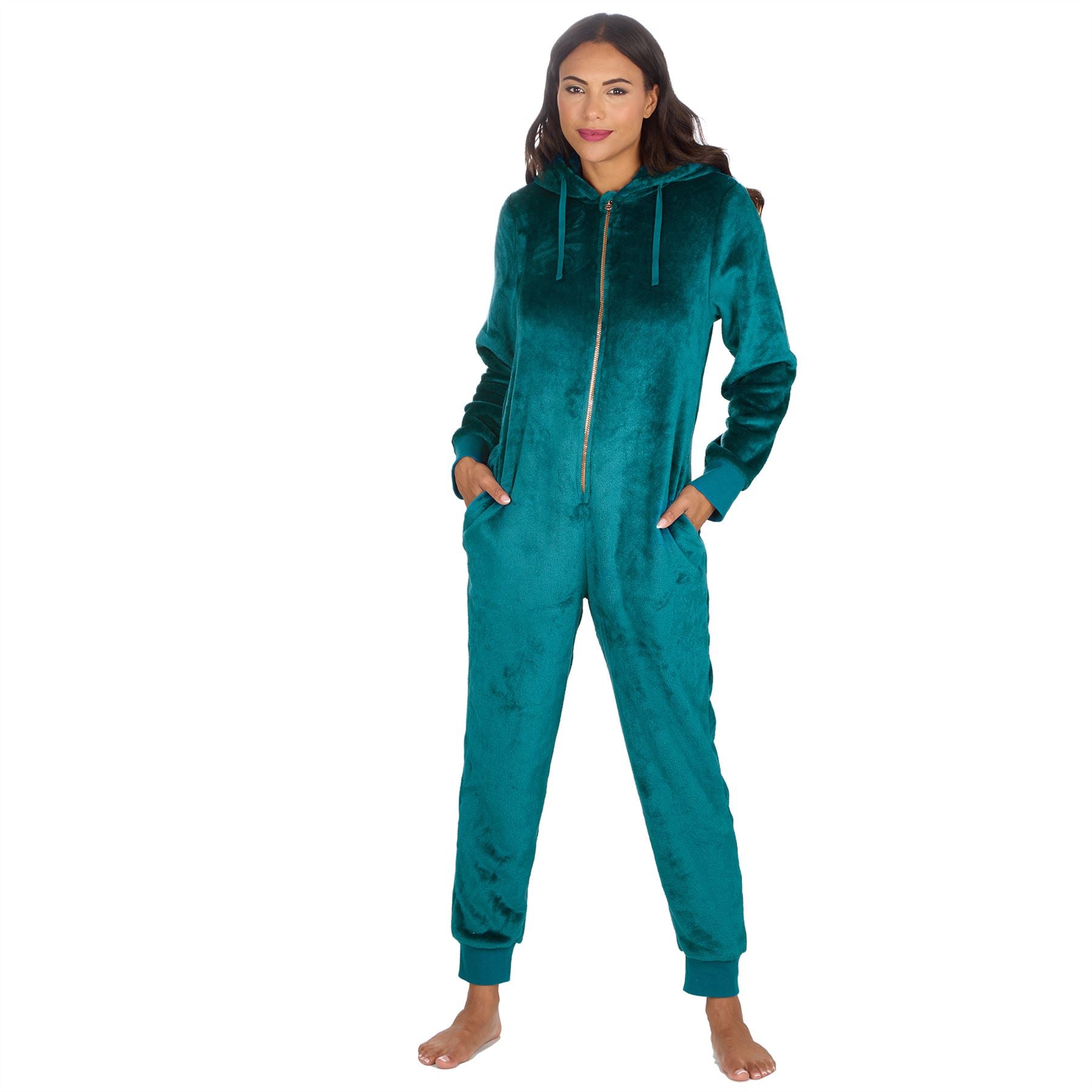 Womens Polished Fleece Hooded Onesie