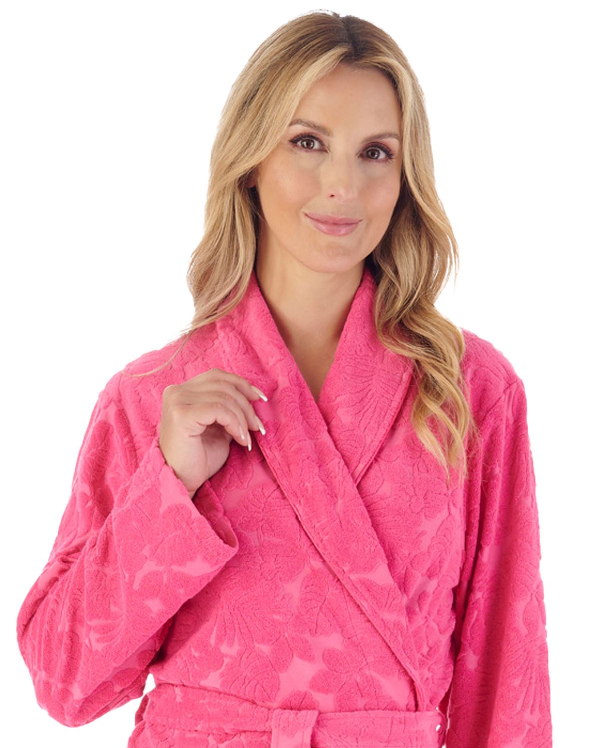 Slenderella Womens Floral Embossed Shawl Collar Dressing Gown