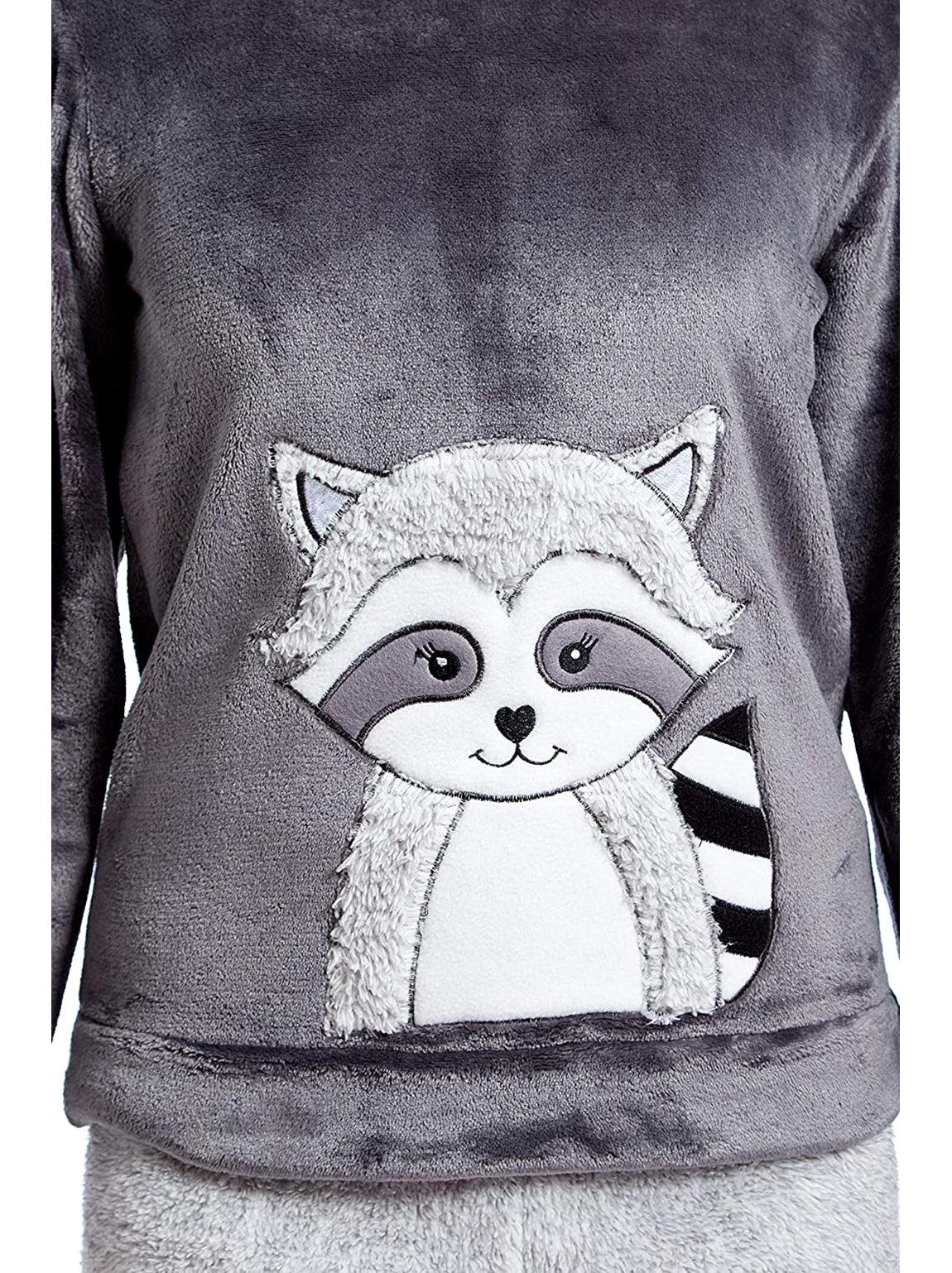 Ladies Novelty Raccoon Shimmer Fleece Pyjama – Slumber Hut
